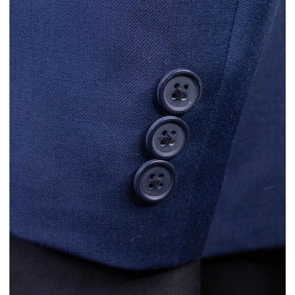 Tallia Boys Jacket Blazer Solid Blue Two Button Boys 18 Husky Dual Vented Wool - Picture 7 of 13